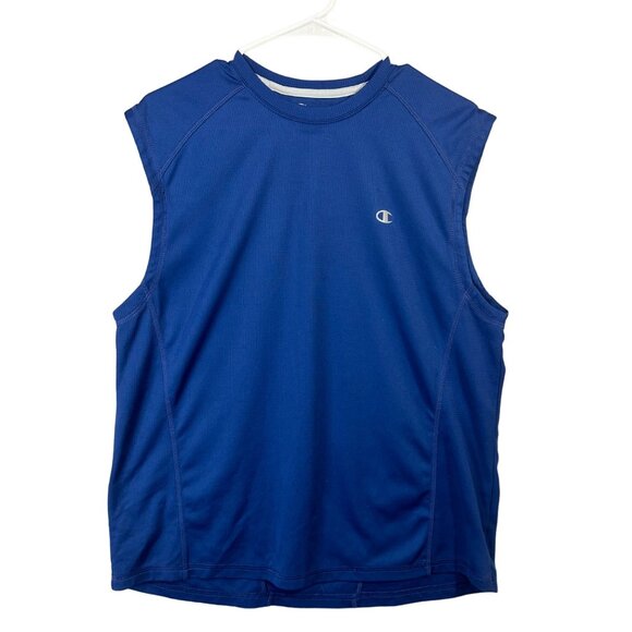 Champion Muscle T-Shirt Sleeveless Sport Double Dry Blue Men's Size MGUC - Picture 1 of 9